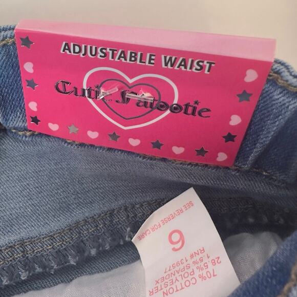 NWT Cutie Patootie Girls Basic Wash Wide Leg Denim Jeans Size 6 Adjustable Waist - Picture 7 of 9